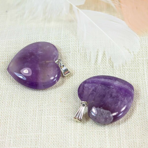 Amethyst hell Herz Anhänger 24-26 mm