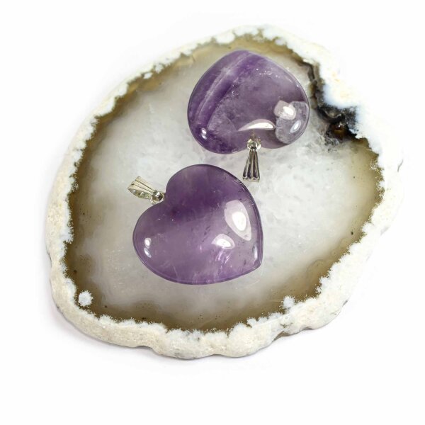 Amethyst hell Herz Anhänger 24-26 mm