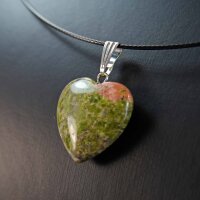 Unakit Epidot Herz Anhänger 19-21 mm