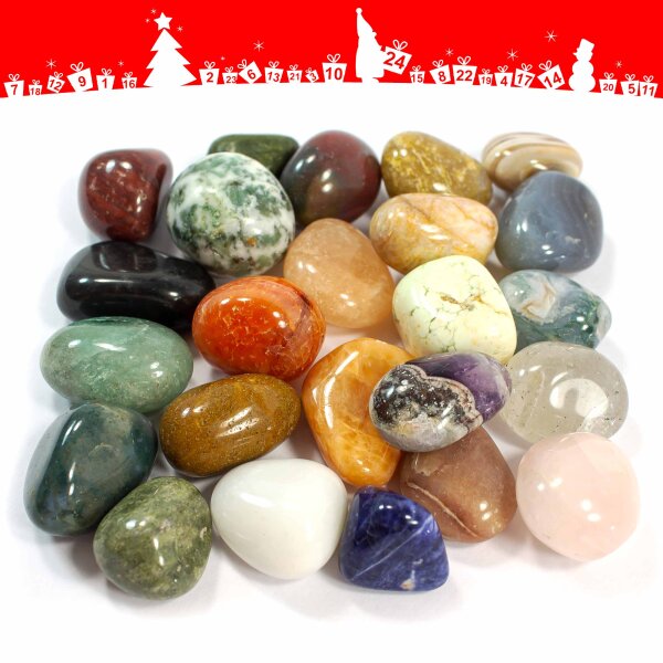 Adventskalender 24 tlg. Füllung Set 08 "1 Edelstein Herz Anhänger Jade Grün"
