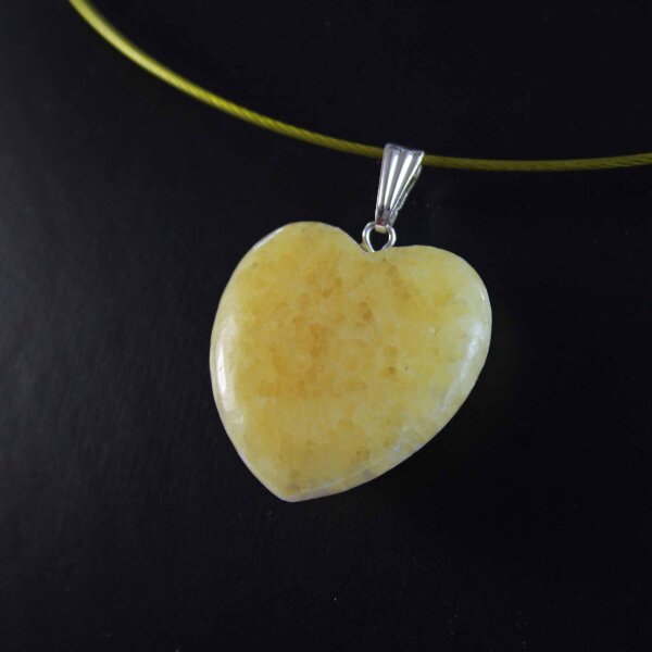 Calcit Gelb Herz Anhänger 24-26 mm