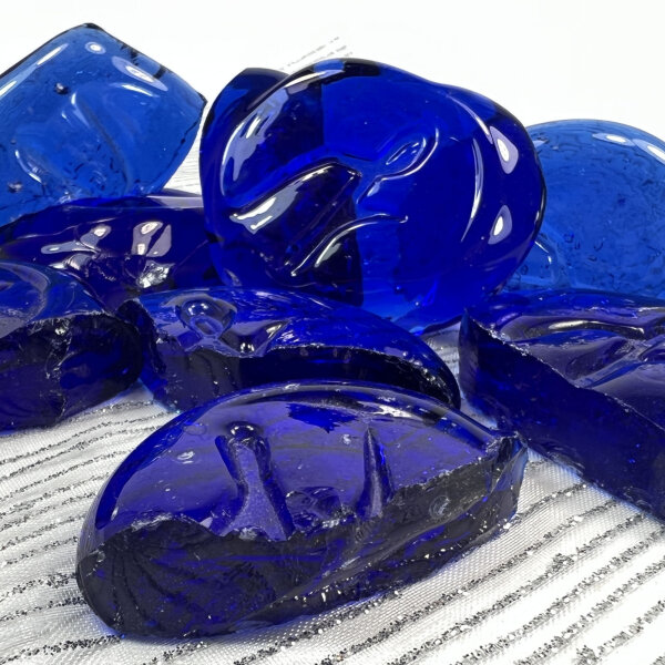 Mosaik Glasbruch Crystal Blau Prägestempel 1kg (15-45mm) II. Wahl