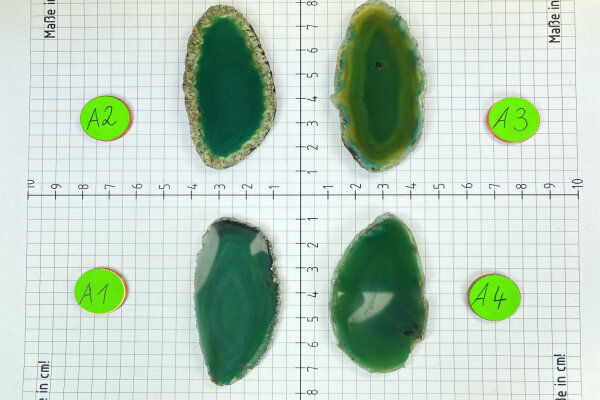 4er Set  Achatscheiben Grün