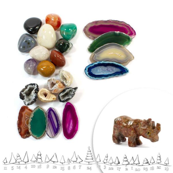 Adventskalender 24 tlg. Füllung Set 44  "1 Steinfigur Nashorn Emil"