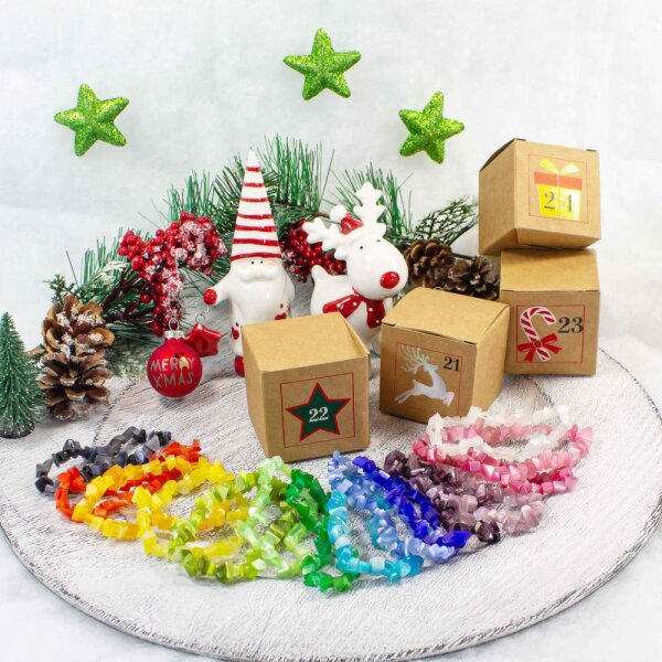 Adventskalender 24 tlg. Füllung Set 53 "Armband Katzenaugen Weiß"