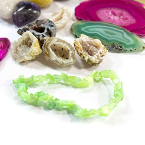 Adventskalender 24 tlg. Füllung Set 64 "Armband Katzenaugen Apfelgrün"