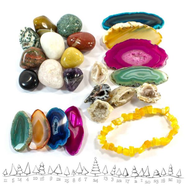 Adventskalender 24 tlg. Füllung Set 65 "Armband Katzenaugen Calcit-Orange"