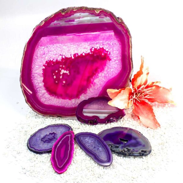 Achatscheibe Lila 8-10 cm gebohrt