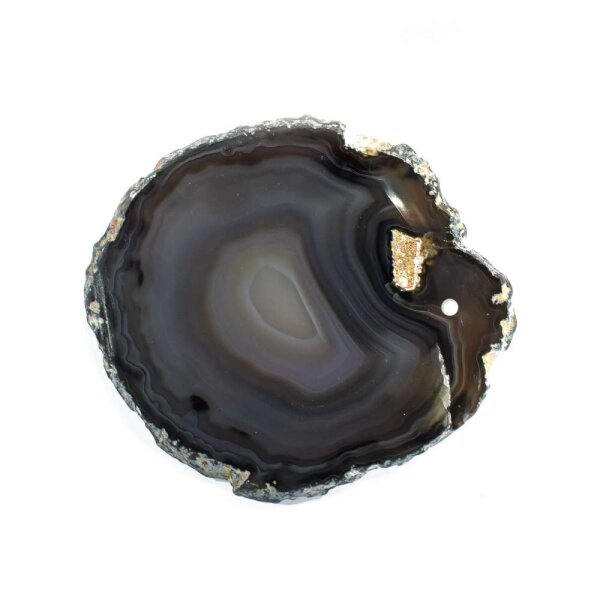 Achatscheibe Schwarz 8-10 cm gebohrt