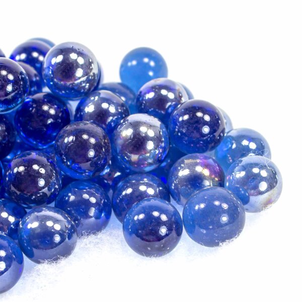 Glasmurmeln Shine Mittelblau irisierend 1kg (16mm)