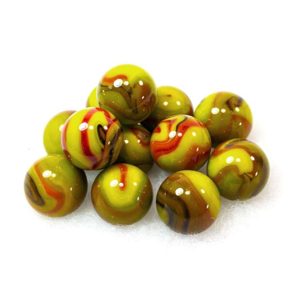 Glaskugel Opak Grün Gelb gebändert (22mm)