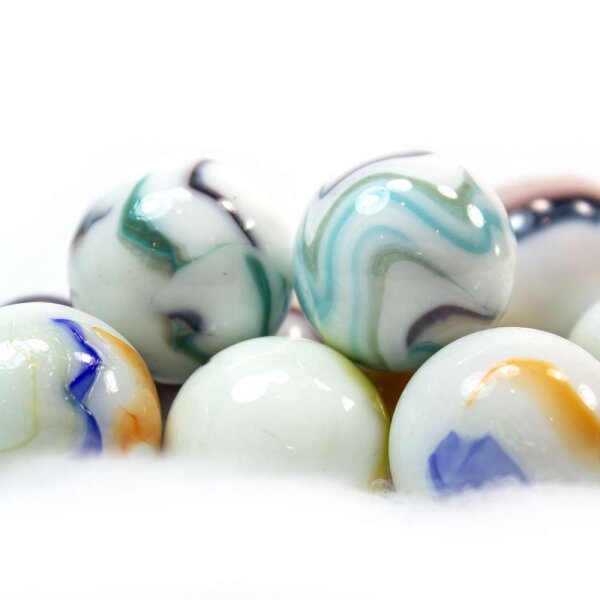 Glaskugel Opak Weiß Bunt gebändert (25mm)