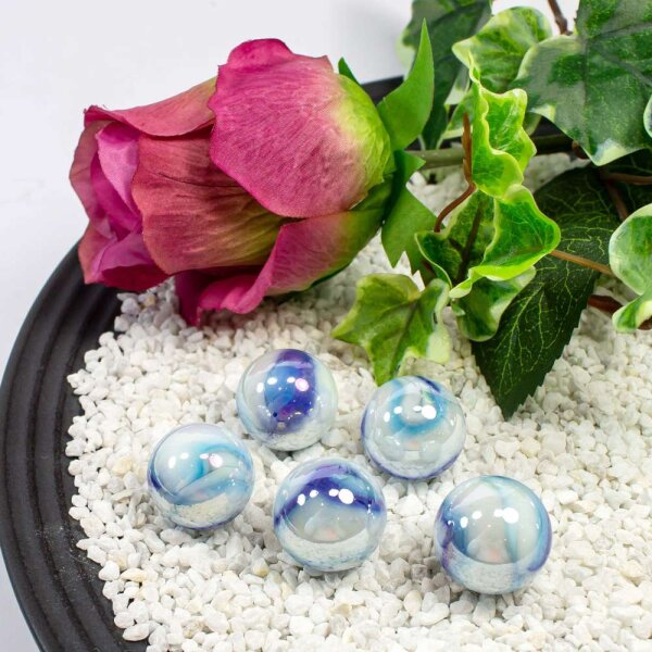 Glaskugel Opak Weiß Blau gebändert (22mm)