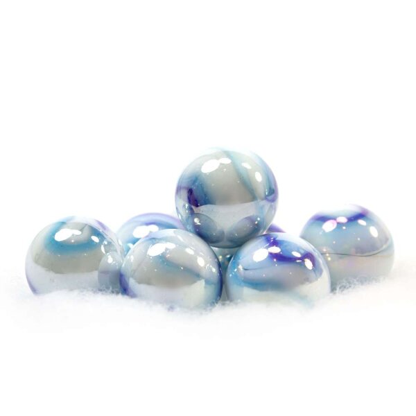 Glaskugel Opak Weiß Blau gebändert (22mm)