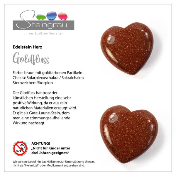 Goldfluss Herz braun ca. 30mm
