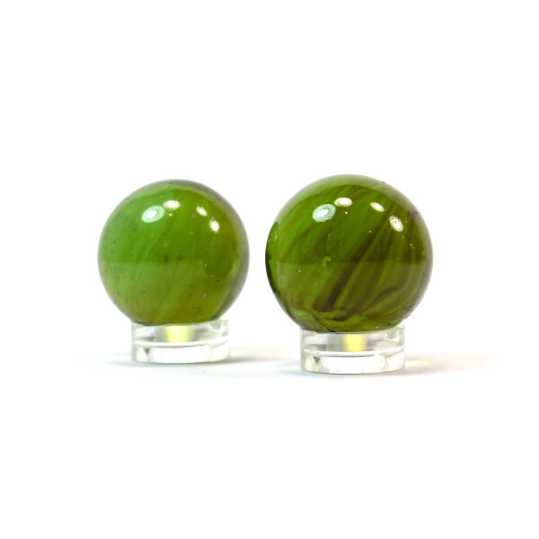 Glaskugel Crystal Olivgrün marmoriert (25mm) II Wahl