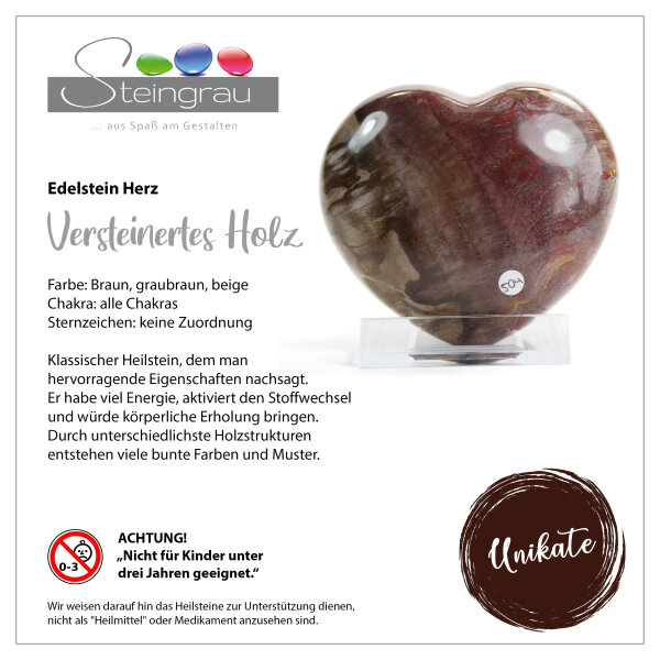 Versteinertes Holz Herz 531g