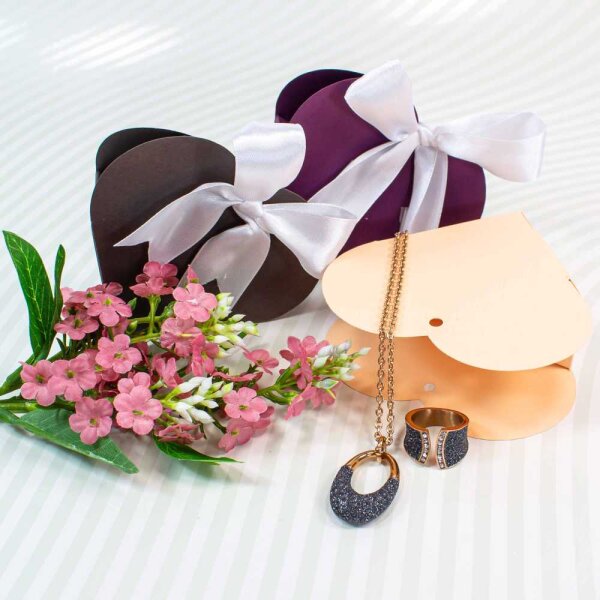 Herz Geschenkbox Violett mit Schleifenband