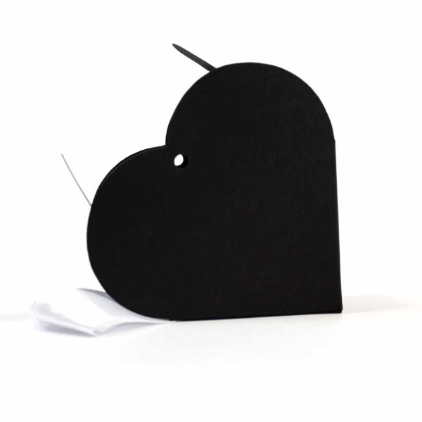 Herz Geschenkbox Schwarz mit Schleifenband