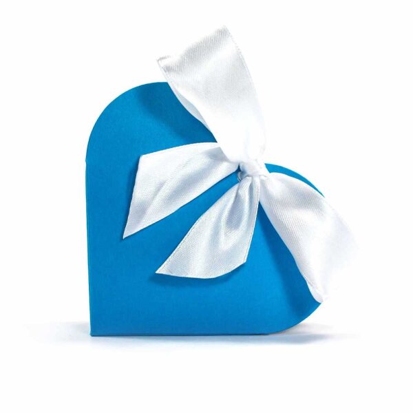 Herz Geschenkbox Blau mit Schleifenband