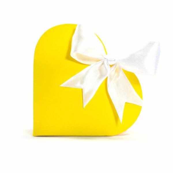 Herz Geschenkbox Gelb mit Schleifenband