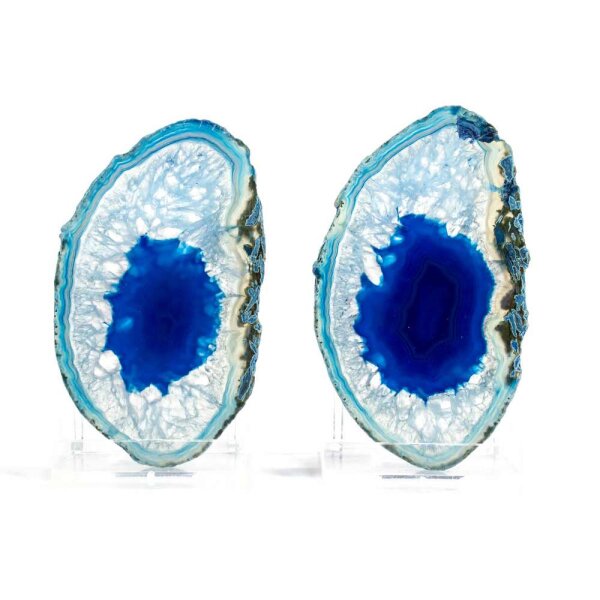 Achatscheiben Pärchen Blau ca.7,5cm - 24g / 7,8cm - 27g