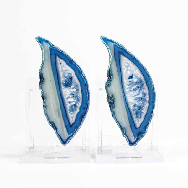 Achatscheiben Pärchen Blau ca.7,3cm - 15g / 7,4cm - 15g