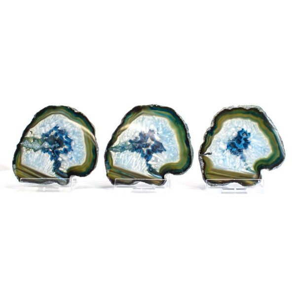 Achatscheiben Trio Blau ca. je 7,0cm - 32-36g