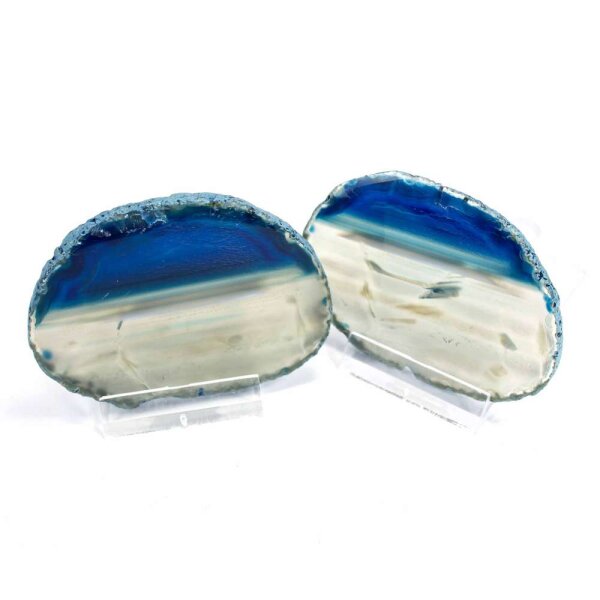 Achatscheiben Pärchen Blau ca.7,6cm - 32g / 7,6cm - 49g II. Wahl