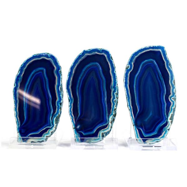 Achatscheiben Trio Blau ca. 8,3 - 9,3cm - ca. je 32g