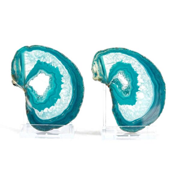 Achatscheiben Pärchen Türkis ca. 6,9cm - 29g / ca. 6,9cm - 23g