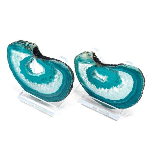 Achatscheiben Pärchen Türkis ca. 6,9cm - 29g / ca. 6,9cm - 23g