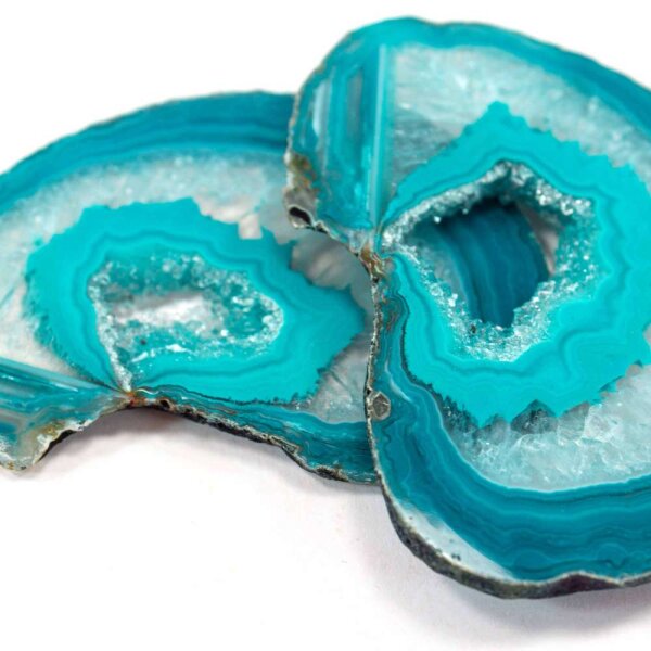 Achatscheiben Pärchen Türkis ca. 6,9cm - 29g / ca. 6,9cm - 23g