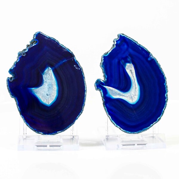 Achatscheiben Pärchen Blau ca. 7,2cm - 35g / ca. 7,3cm - 25g