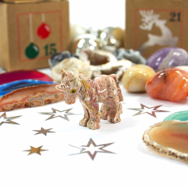 Adventskalender 24 tlg. Füllung Set 67  "1 Steinfigur Einhorn Lyria"